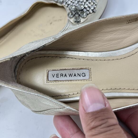 Vera Wang LAVENDER SILVER REAL LEATHER EMBELLISHMENT FLAT ROUND TOE BALLET 6.5 - Picture 10 of 12
